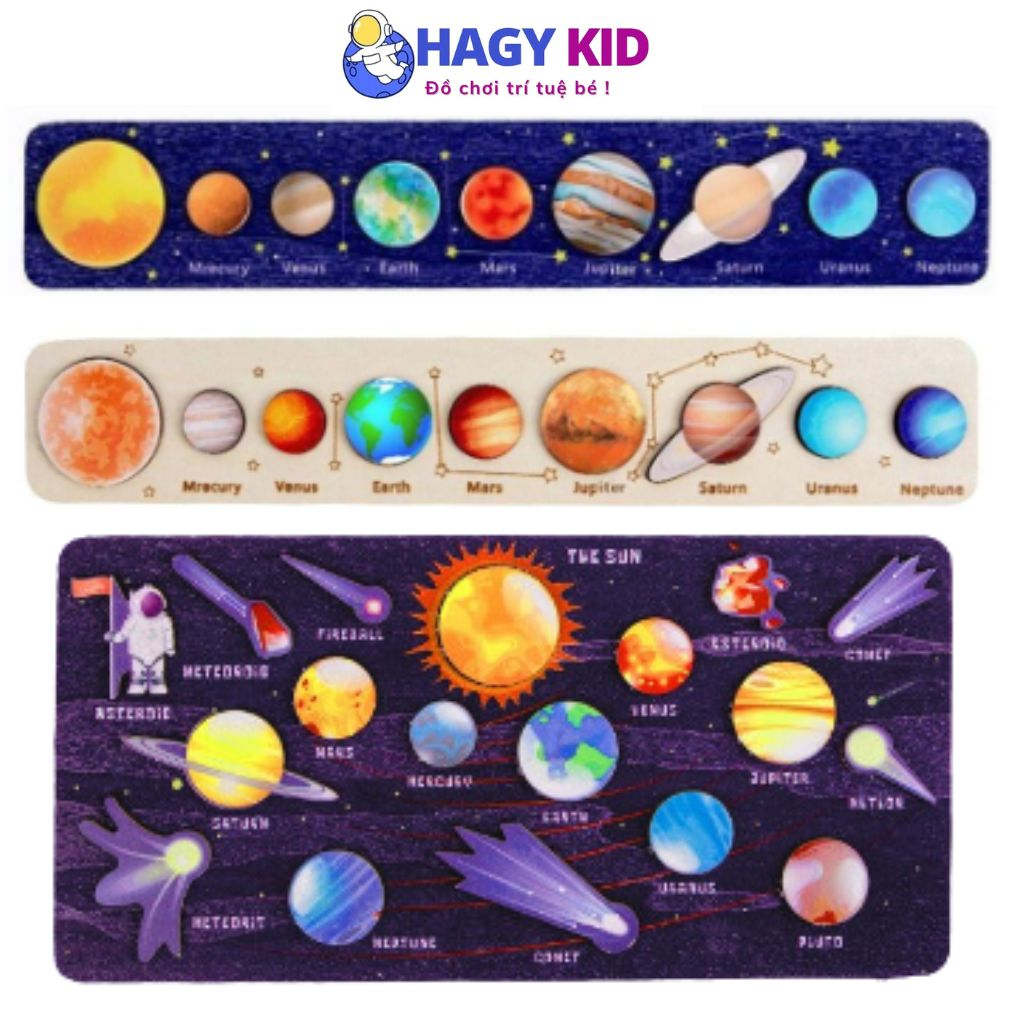 Bảng Đồ Chơi Xếp Hình Hệ Mặt Trời Bằng Gỗ Hagykid,Đồ Chơi Giáo Dục Bộ Xếp Hình Hệ Mặt Trời Giúp Bé Am Hiểu Thiên Văn Học