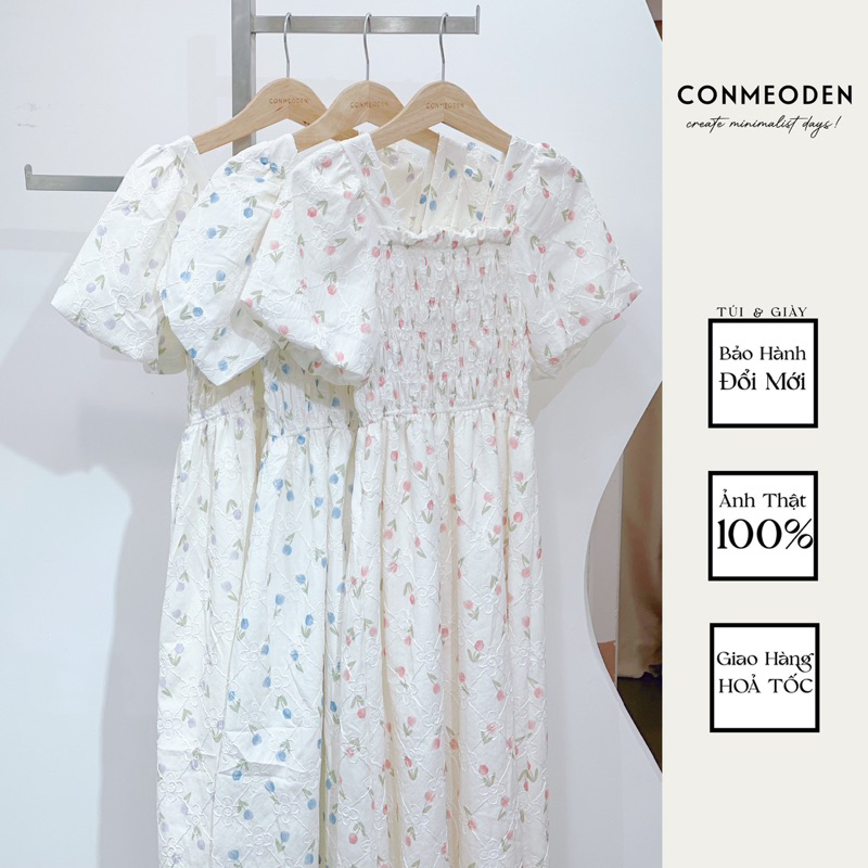 Đầm Hoa Tulip Tay Phồng CONMEODEN - LILA DRESS