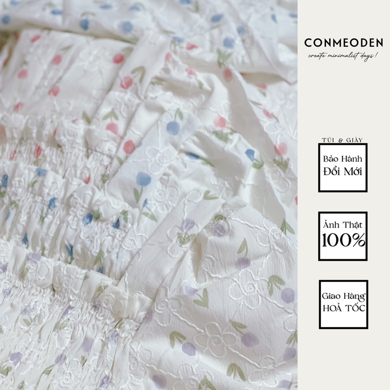 Đầm Hoa Tulip Tay Phồng CONMEODEN - LILA DRESS