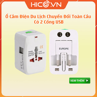 Ổ cắm điện du lịch, ổ cắm chuyển đổi đa năng có 2 cổng usb, dùng cho 150 quốc gia – oc003, chuyển đổi mọi chân cắm