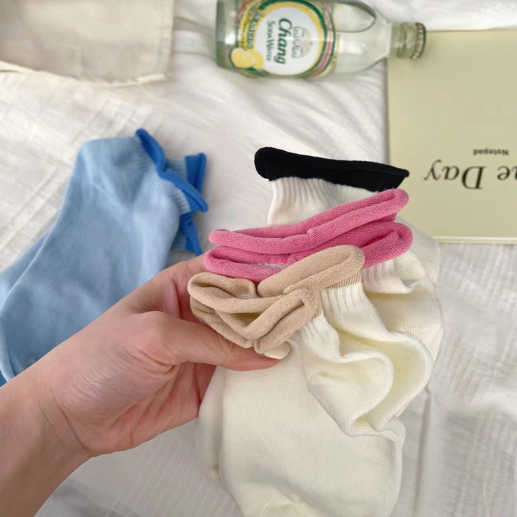 Tất nữ cute cổ ngắn màu Pastel cổ nhiều màu cotton mịn JunShock ND5
