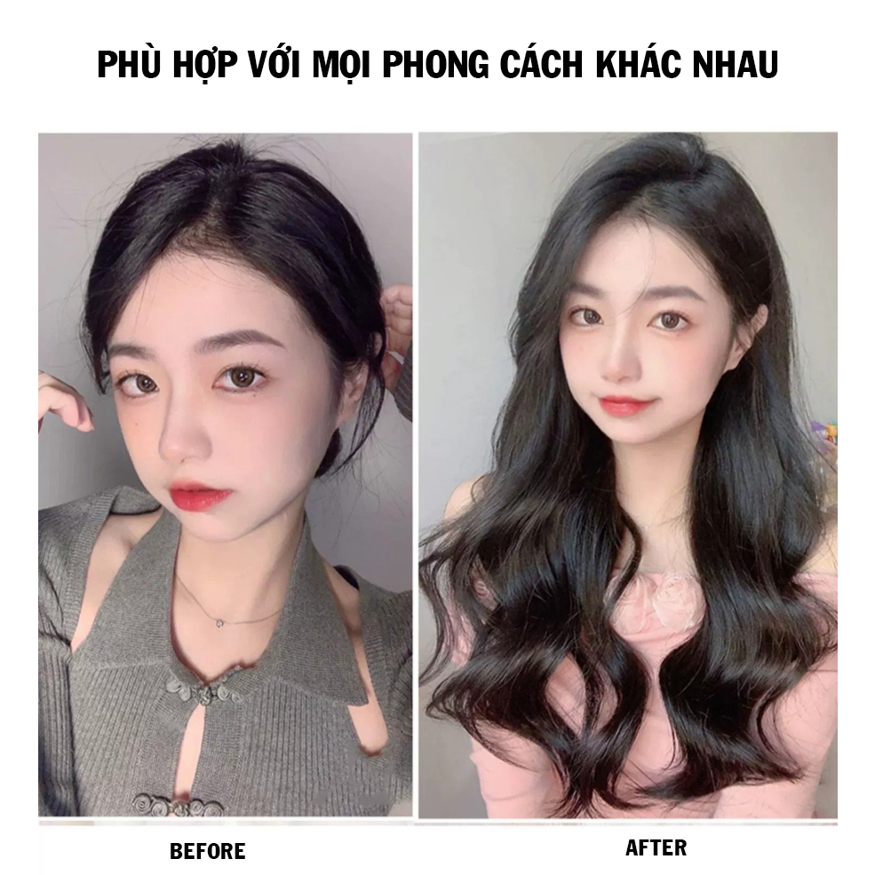 Tóc Giả Kẹp Phím, Tóc Kẹp Dải Xoăn Sóng Nước 60cm