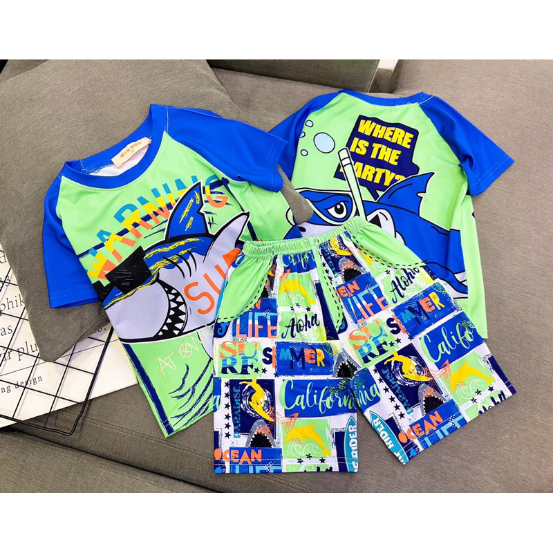 Bộ 3d thun lạnh bé trai cá tính- set ngắn tay bé trai