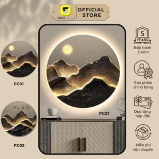 Tranh Tráng Gương Đèn Led, Tranh Phong Cảnh Tráng Gương Tích Hợp Đèn Led -Simple House .