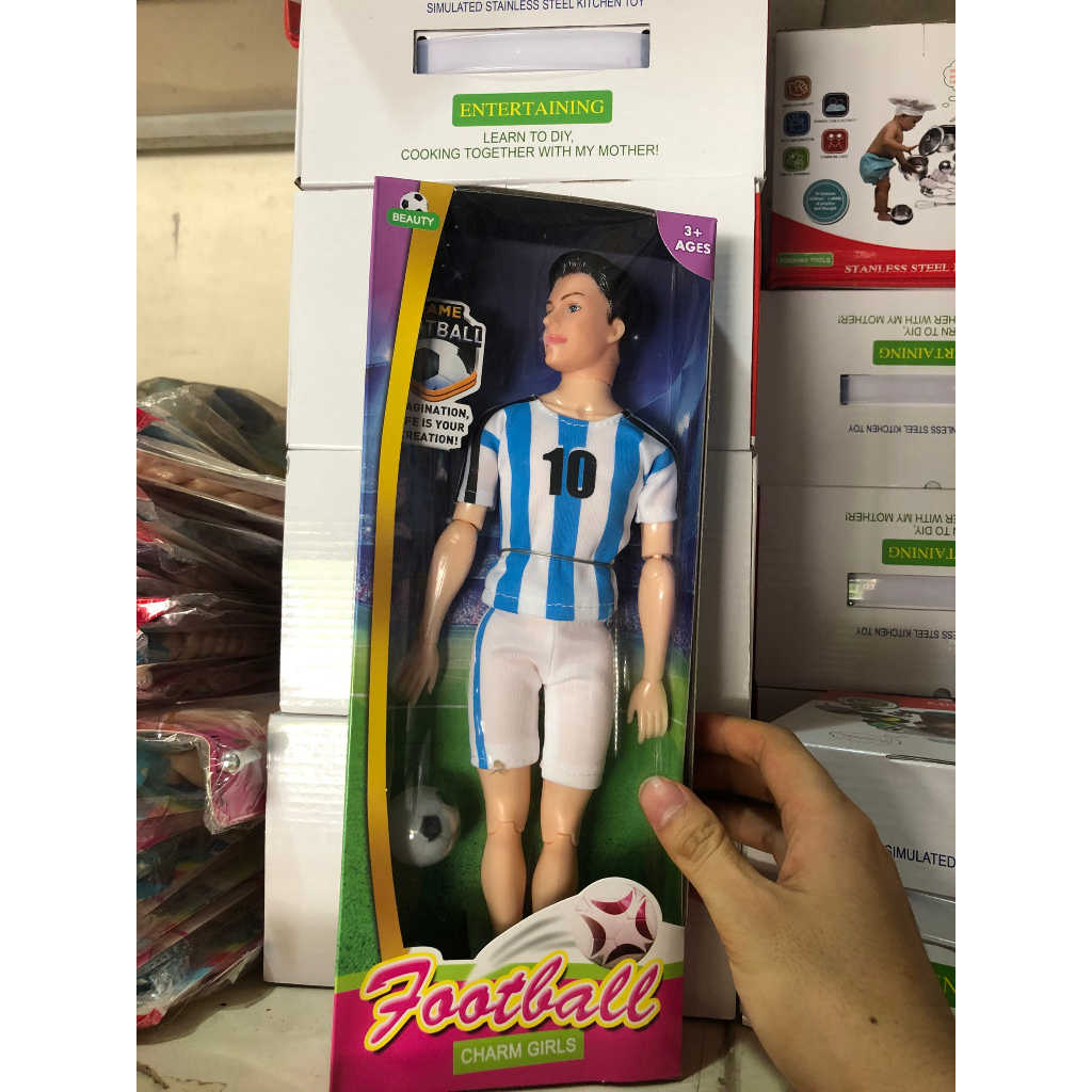 Hộp búp bê cầu thủ bóng đá số 10 cho bé có các khớp có thể tạo dáng cho bé