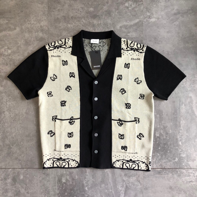 Áo sơmi cộc tay Rhude RH1112 BuiVintage, vải len cotton cao cấp thoáng mát.