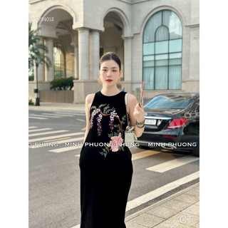 Váy nhung the thêu hoa nho TKCC