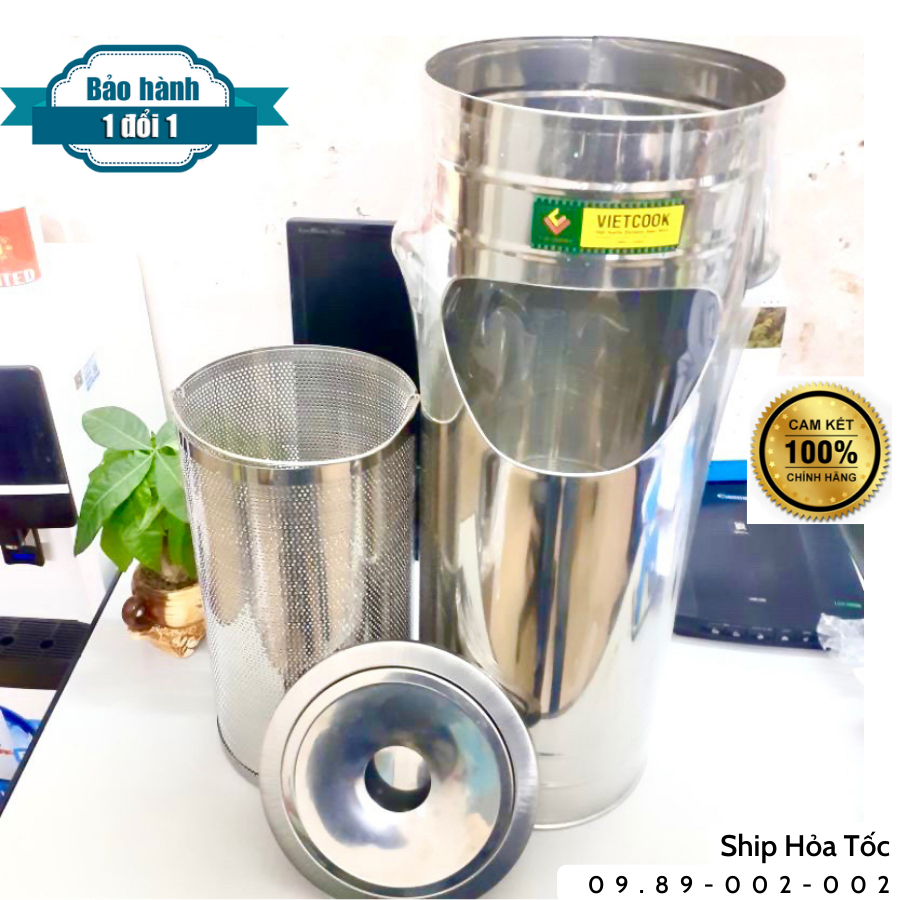 [Nhãn, Mác] Thùng Rác Chính Hãng 100% Inox 304 Có Gạt Tàn, Ship Hỏa Tốc Bảo Hành Lỗi 1 Đổi 1