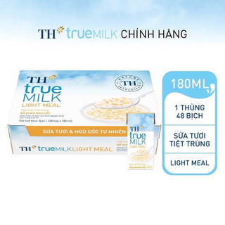 Thùng 48 hộp sữa tươi và ngũ cốc tự nhiên Th True Light Meal 180ml