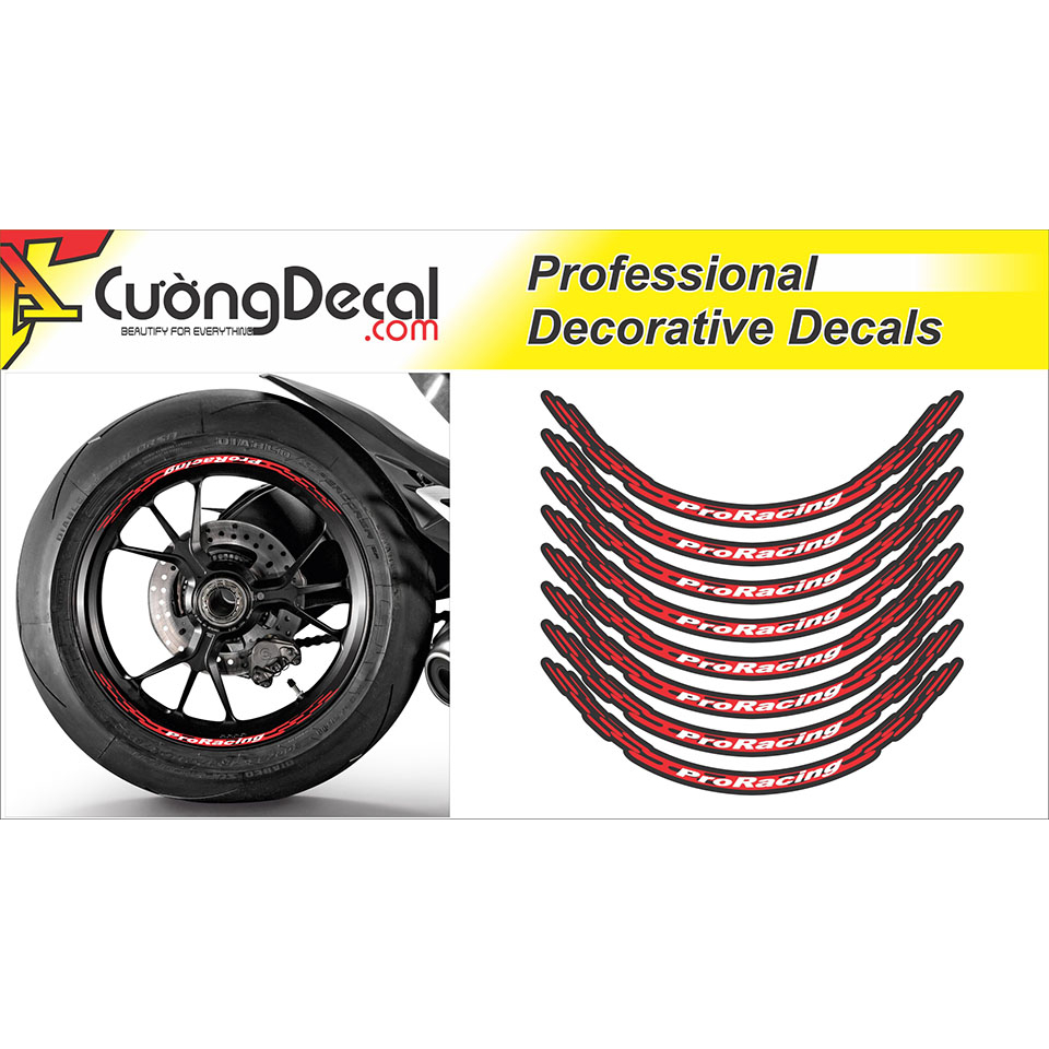 Decal phản quang 3M Pro Racing dán viền bánh mâm các loại xe