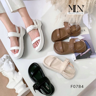 Giày xăng đan nữ đế bánh mì 3p hai quai ngang f0784