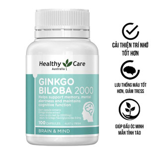 Bổ Não Healthy Care Ginkgo Biloba Úc mẫu mới 100 viên