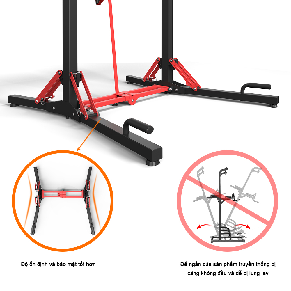 OneTwoFit  Pull Up Bar Stand có thể gập lại có thể điều Double Bar Station chống đẩy cho phòng tập thể dục tại nhà Thiết bị tập thể dục rèn luyện sức mạnh  chỉnh với tựa lưng OT050801