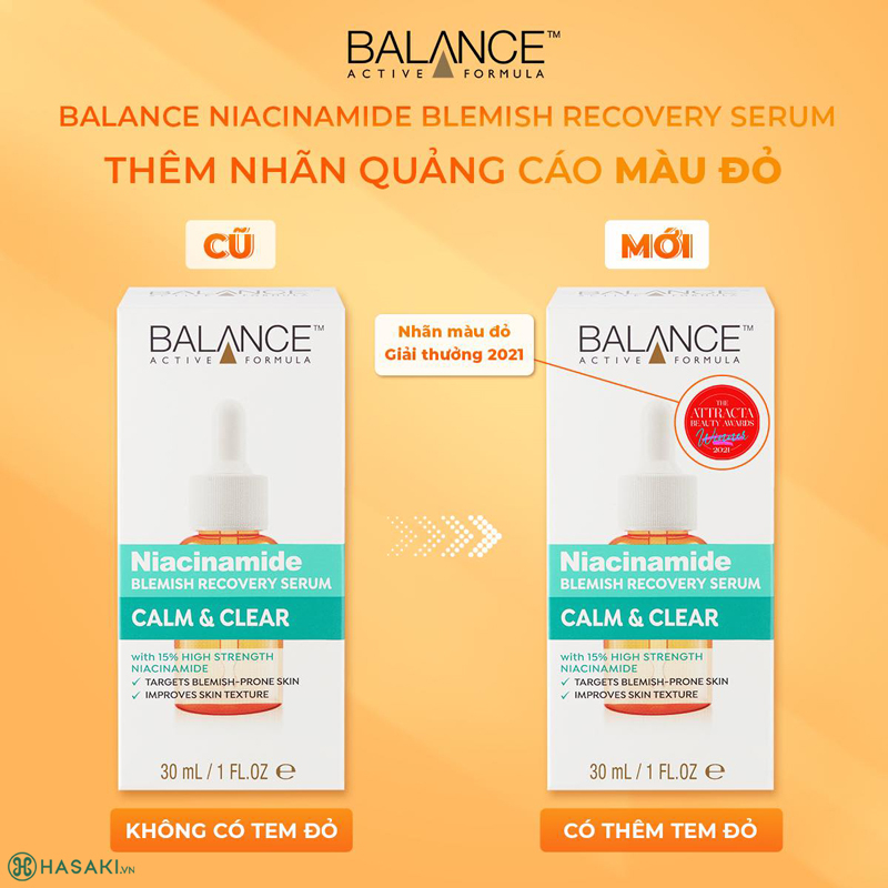 Serum Balance Active Formula Ngừa Mụn Mờ Thâm 30ml shop Hong1008 Niacinamide 15% Blemish Recovery Serum
