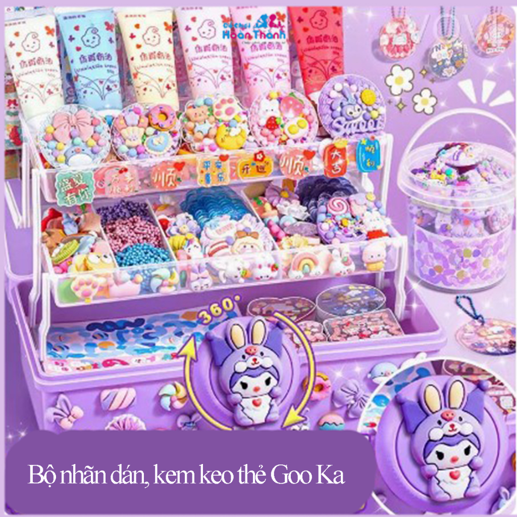 Bộ kem keo dán thẻ Goo, đồ chơi trẻ em, đồ chơi tự làm quà tặng cho người thân, hộp lưu trữ 3 lớp đặc biệt cao cấp