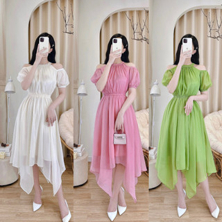 Váy tơ cổ yếm chun eo