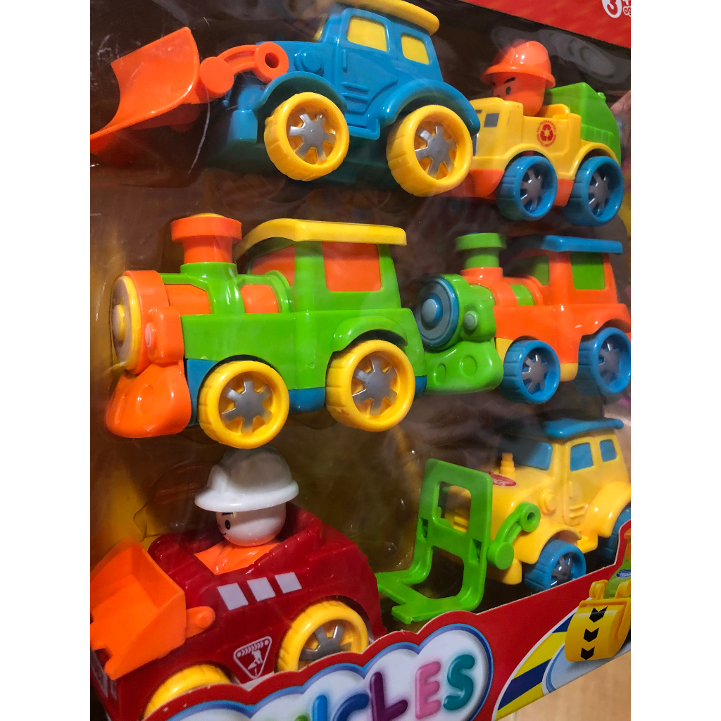 Set 6 đồ chơi xe hơi xe tải xe lửa cho các bé từ 3 tuổi