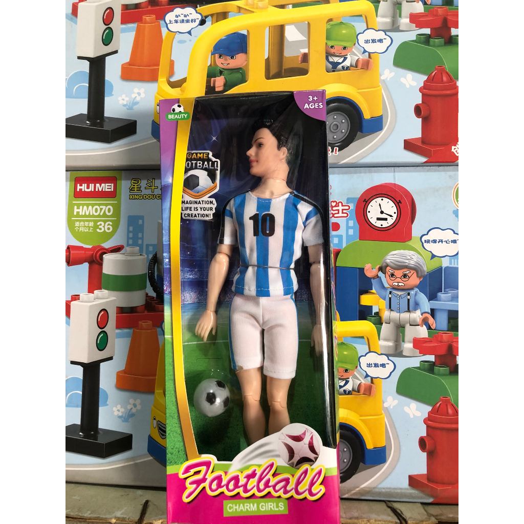Hộp búp bê cầu thủ bóng đá số 10 cho bé có các khớp có thể tạo dáng cho bé