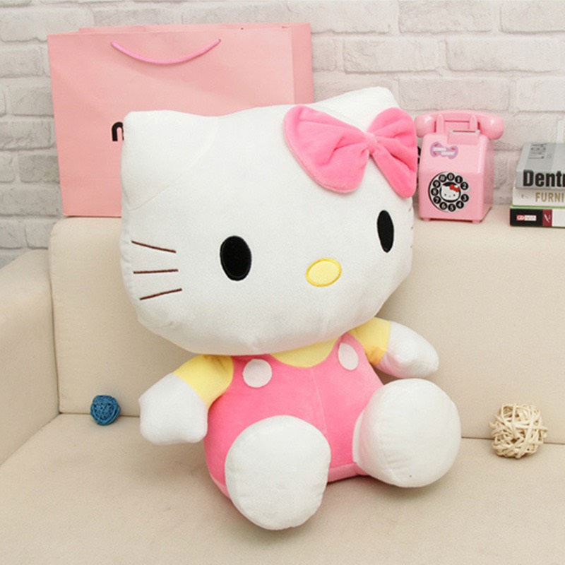 Gấu bông mèo Kitty loại to 56 cm thiên thần cao cấp Memon màu hồng  trắng