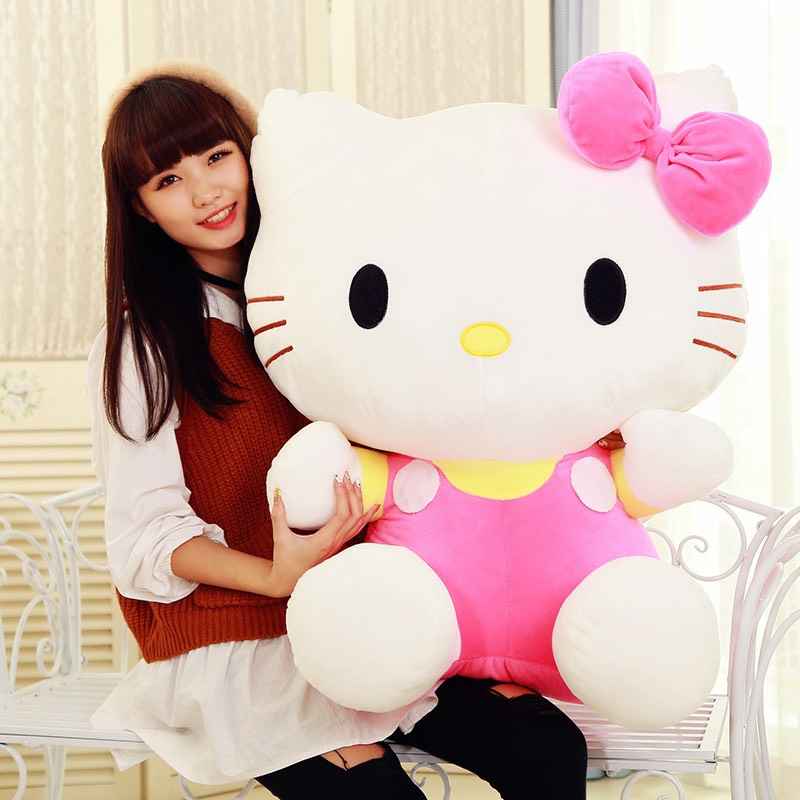 Gấu bông mèo Kitty loại to 56 cm thiên thần cao cấp Memon màu hồng  trắng