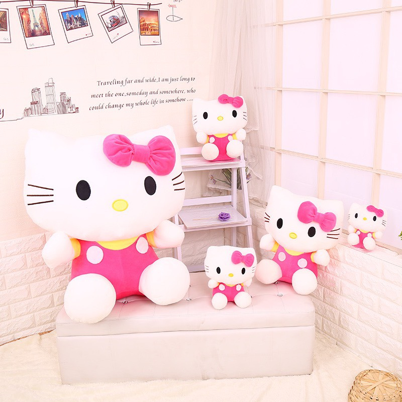 Gấu bông mèo Kitty loại to 56 cm thiên thần cao cấp Memon màu hồng  trắng