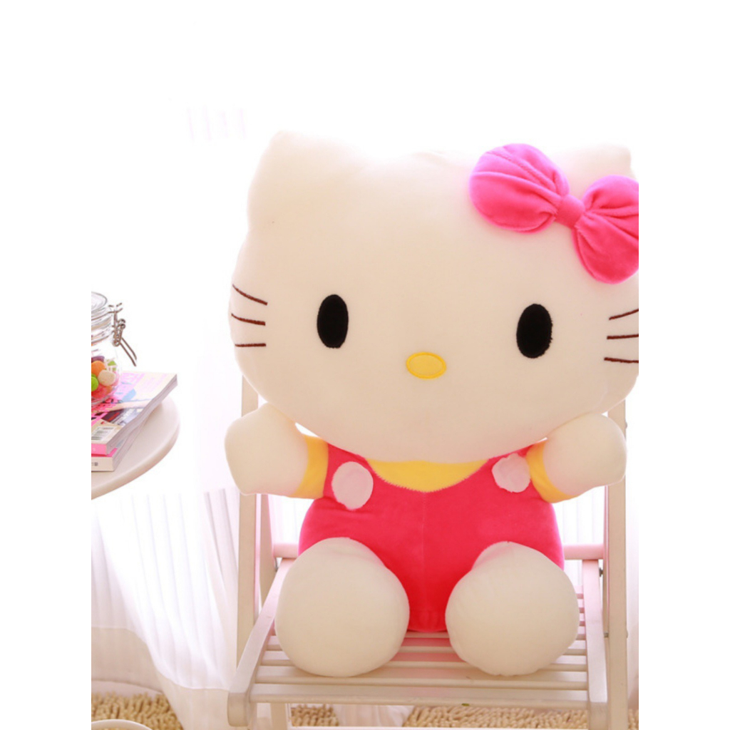 Gấu bông mèo Kitty loại to 56 cm thiên thần cao cấp Memon màu hồng  trắng