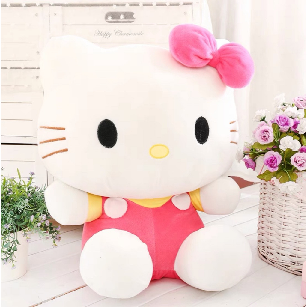 Gấu bông mèo Kitty loại to 56 cm thiên thần cao cấp Memon màu hồng  trắng