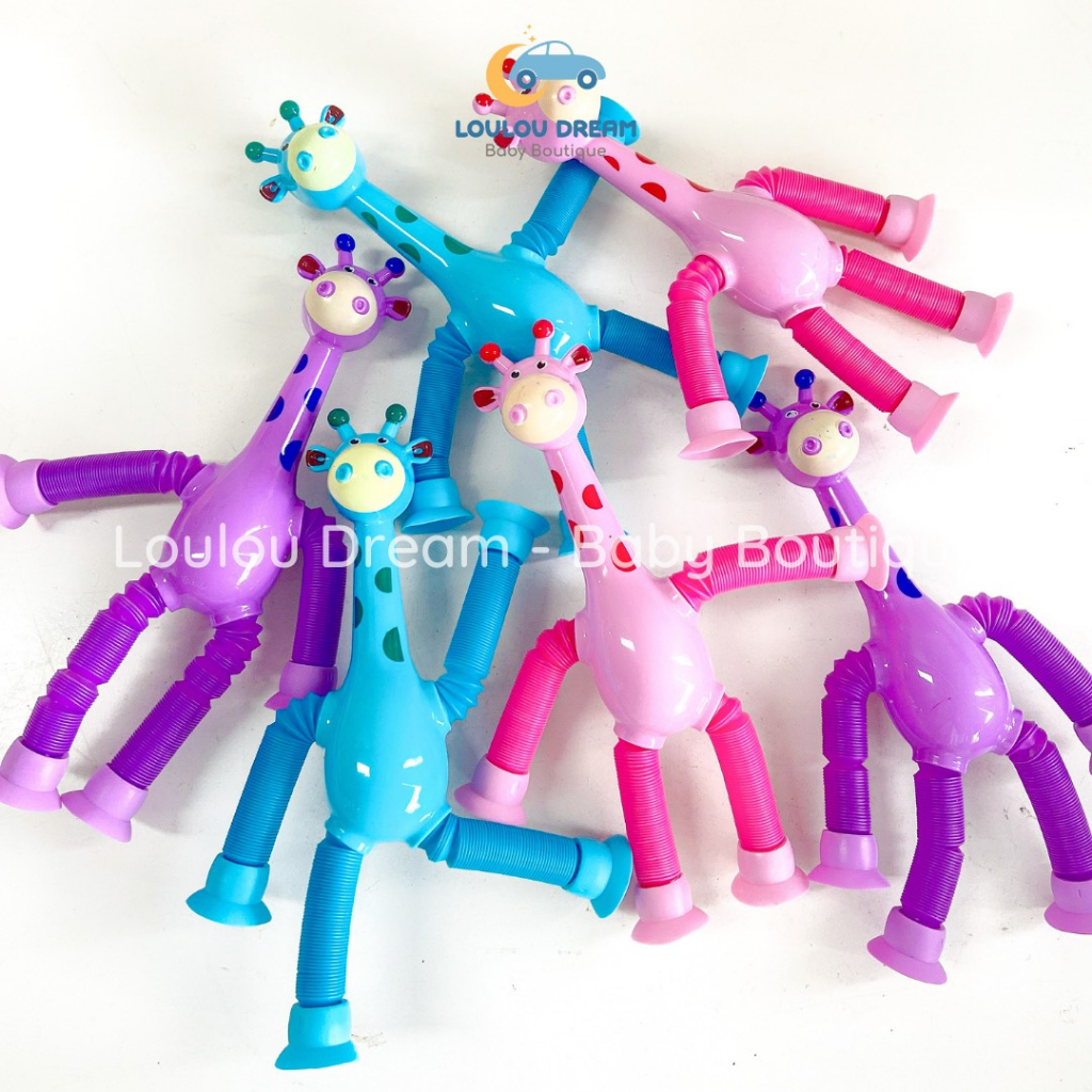 Hươu nhún cao cổ kéo dài rút dính phát sáng nhiều màu sắc siêu yêu cho bé