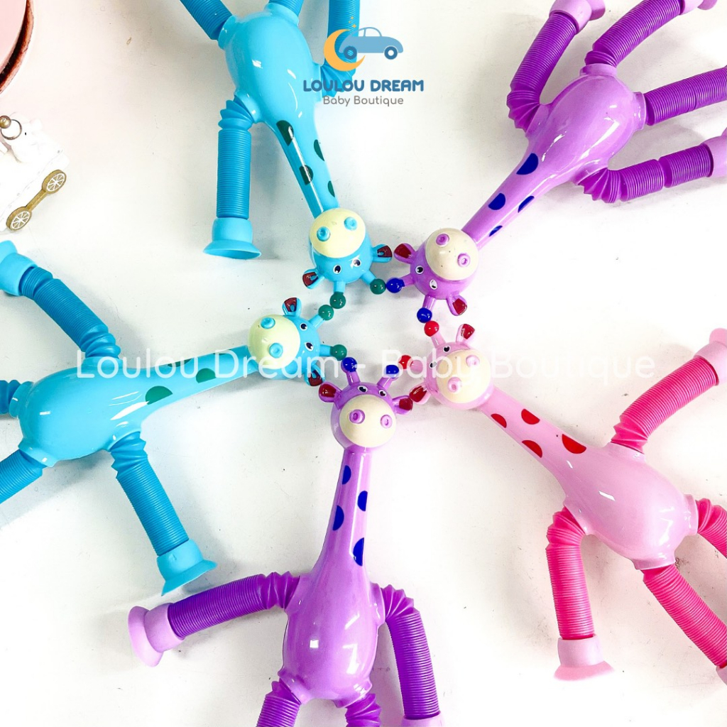 Hươu nhún cao cổ kéo dài rút dính phát sáng nhiều màu sắc siêu yêu cho bé