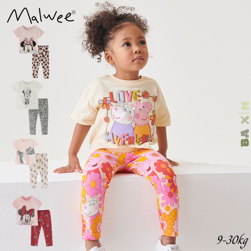 (9-30kg)ĐỒ BỘ QUẦN ÁO 100% COTTON CỘC TAY NÚT CÀI MALWEE CHO BÉ GÁI TRẺ EM MẶC NHÀ HOẠ TIẾT 🐰🐹 MICKEY SIZE ĐẠI