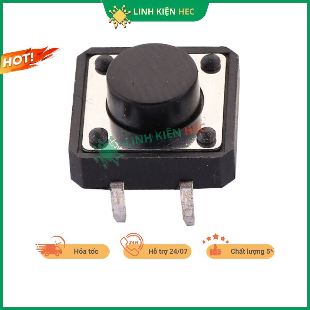 Nút nhấn 12x12mm 4 chân 4P DIP chính hãng linh kiện hec.
