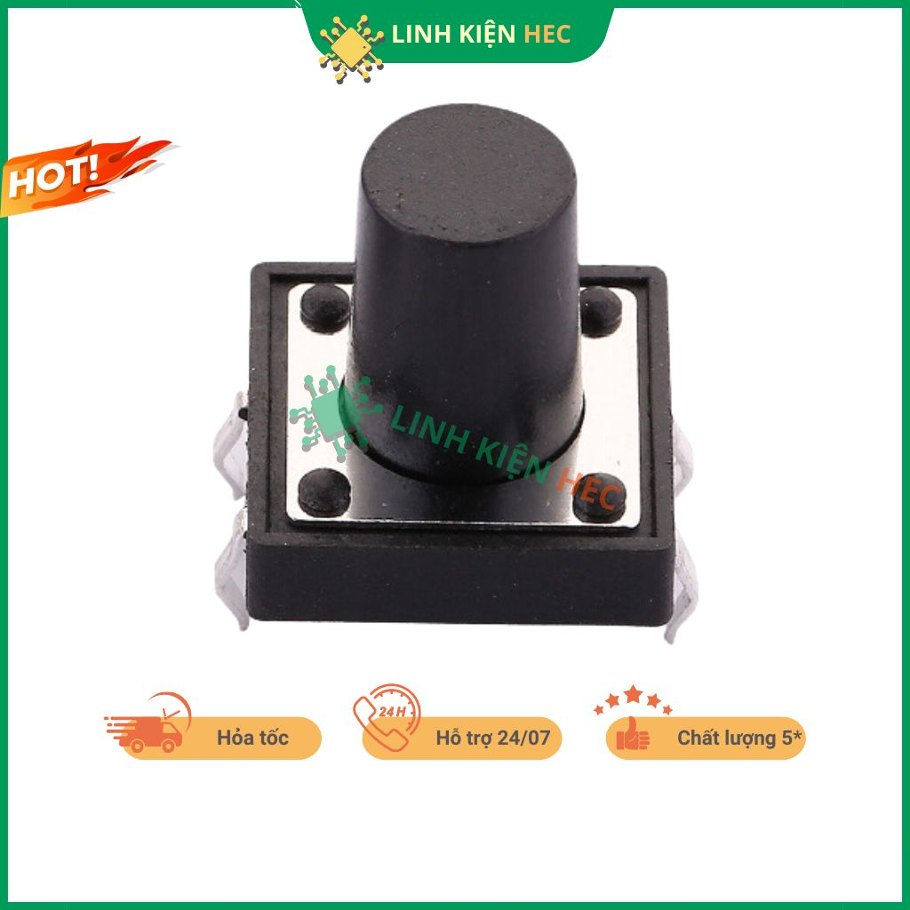 Nút nhấn 12x12mm 4 chân 4P DIP chính hãng linh kiện hec.