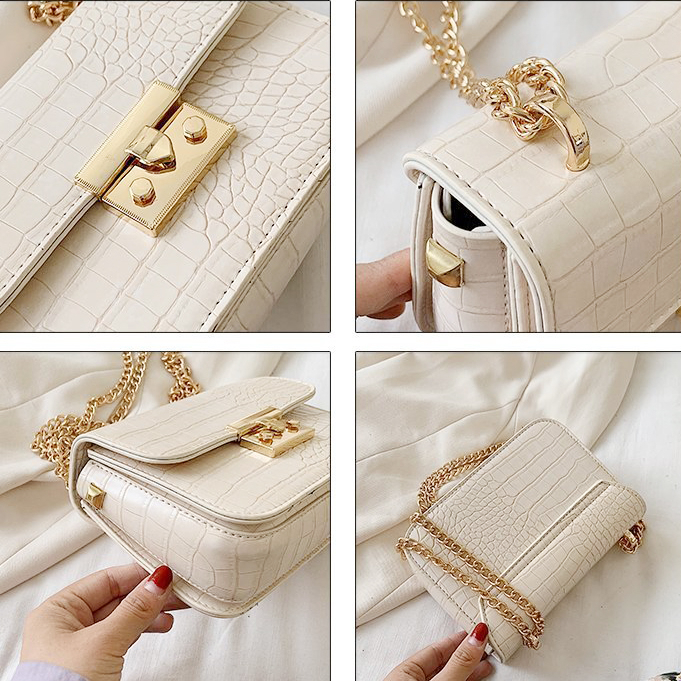 Túi xách nữ đẹp đeo chéo nữ, Túi đeo vai kẹp nách thời trang công sở da pu vân cá sấu dây xích cao cấp giá rẻ M171