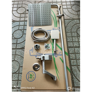 Sen cây tắm đứng lạnh vuông inox 304, bát sen lớn, cài sen inox 304