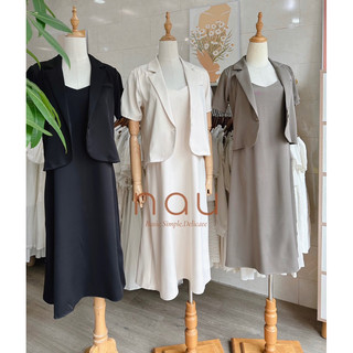 Set đầm hai dây kèm áo khoác cổ vest