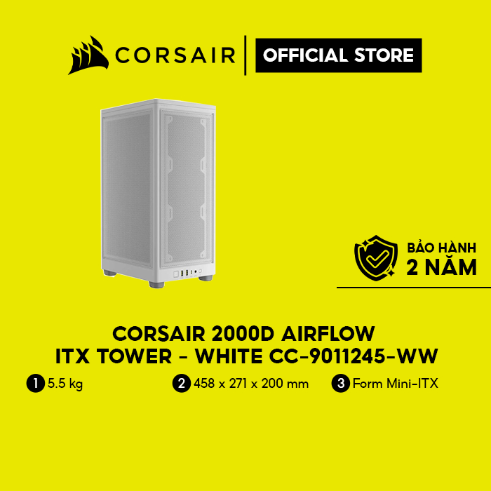 Vỏ máy tính Corsair 2000D AIRFLOW - ITX Tower - White/CC-9011245-WW