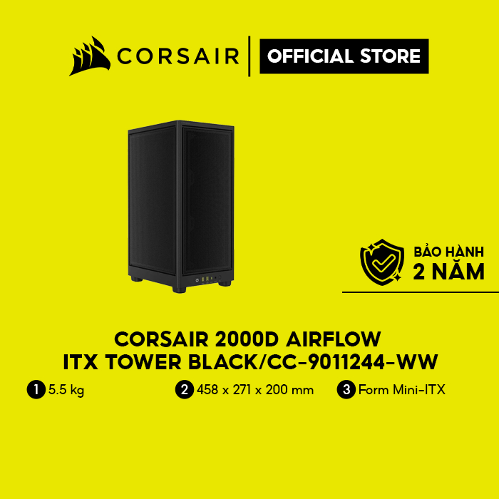 Vỏ máy tính Corsair 2000D AIRFLOW - ITX Tower - Black/CC-9011244-WW