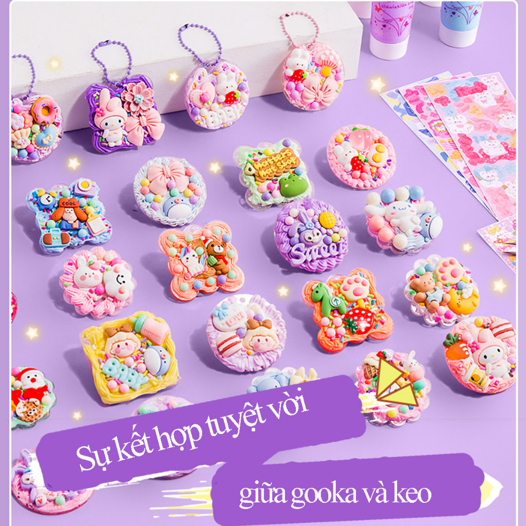 Bộ kem keo dán thẻ Goo, đồ chơi trẻ em, đồ chơi tự làm quà tặng cho người thân, hộp lưu trữ 3 lớp đặc biệt cao cấp