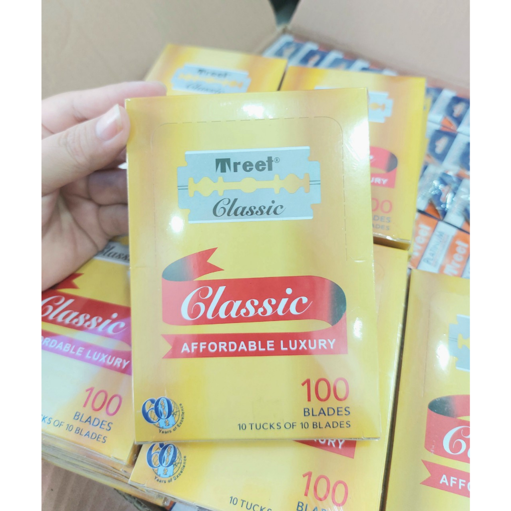 Vỉ 100 lưỡi lam Treet Classic - Dao lam Treet Classic siêu bén gọn