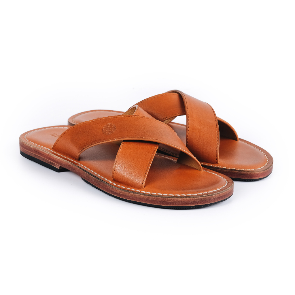 Dép nam quai chéo da bò thật, đế da KLASSY SLIDE SANDALS - SD14 - Thương hiệu Be Classy