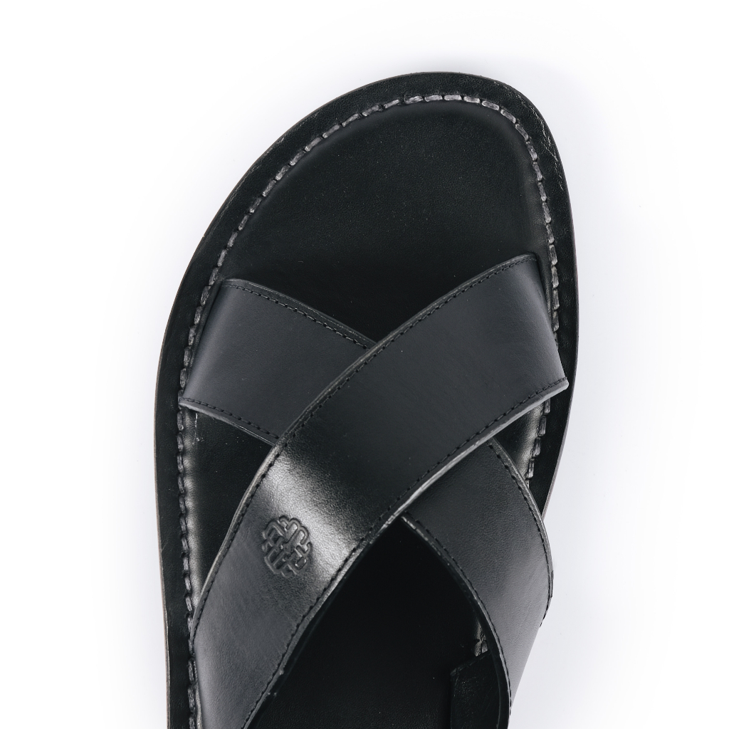 Dép nam quai chéo da bò thật, đế da KLASSY SLIDE SANDALS - SD14 - Thương hiệu Be Classy