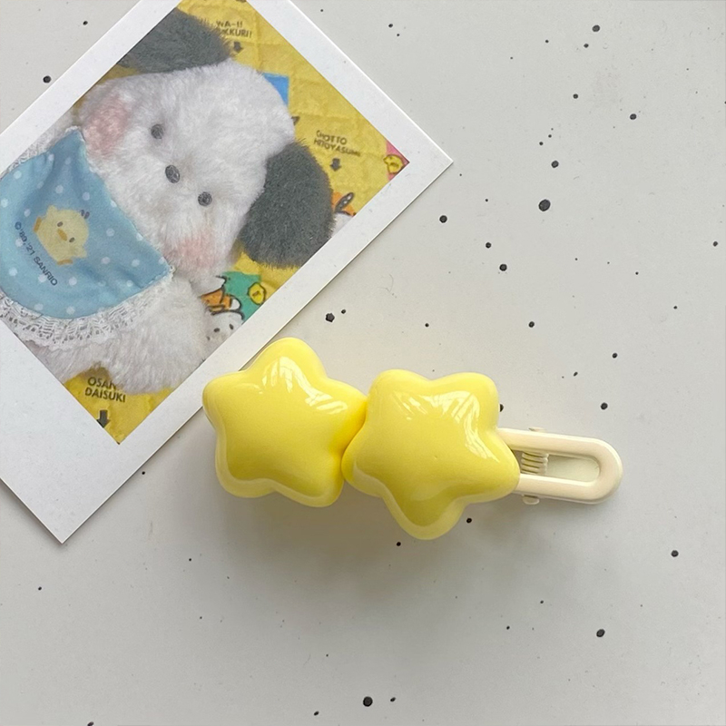 Miua🔮Kẹp Tóc Ba Màu Hình Ngôi Sao / Trái Tim Năm Cánh Ngọt Ngào Dễ Thương Cho Nữ