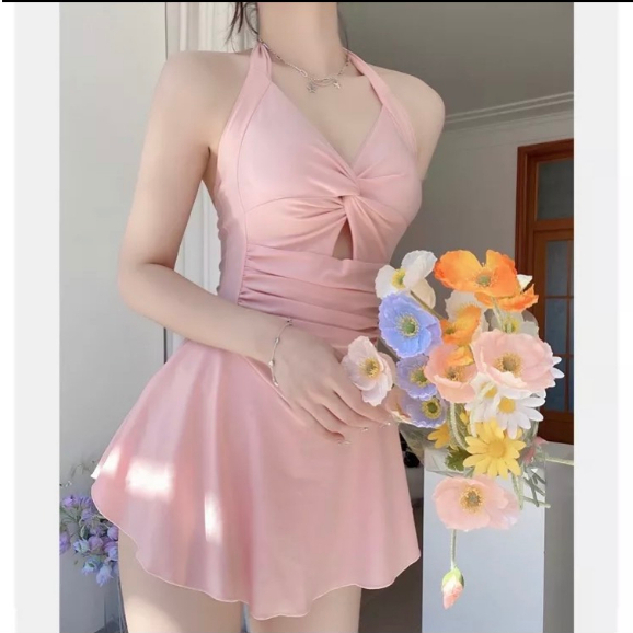 Áo Tắm Đồ Bơi Nữ Bikini Đi Biển Liền Thân Dạng Váy Tôn Dáng KONKUN MS132