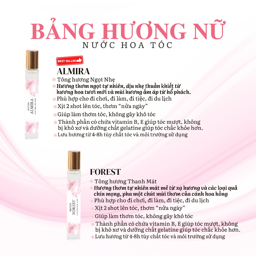 Nước Hoa Tóc Nữ REFEDO, Tinh dầu nước hoa nữ xịt dưỡng thơm tóc