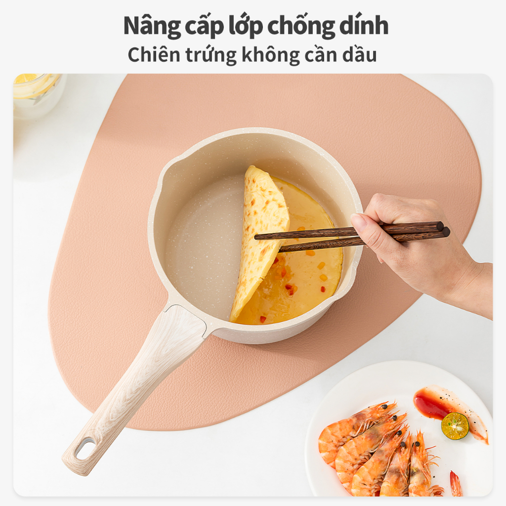 INSSA [Nồi bếp từ] Nồi đá nấu bột chống dính hâm sữa nấu bữa dặm thức ăn bổ sung cho bé