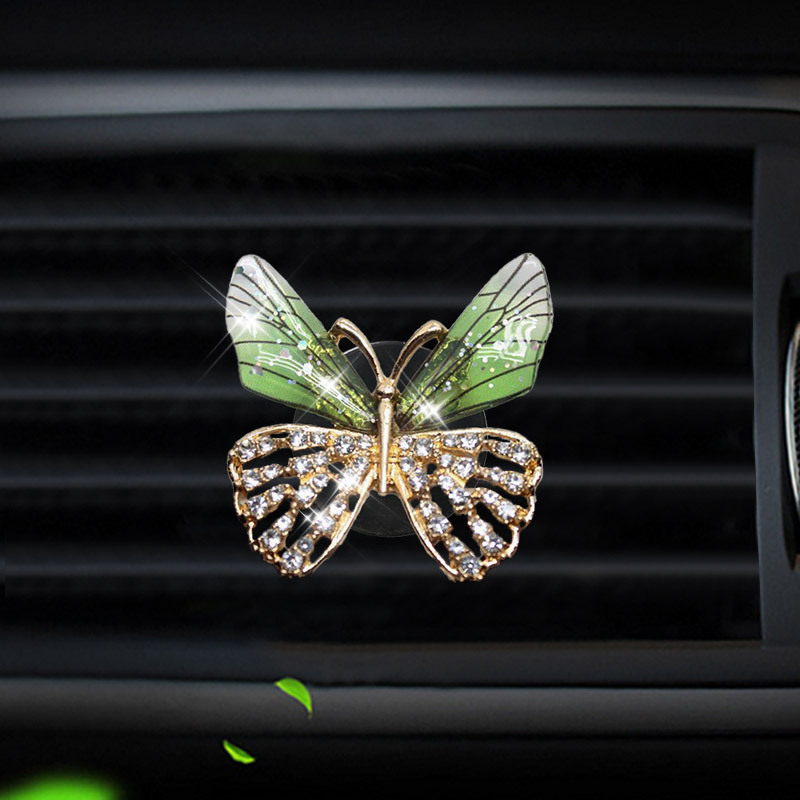 Sáp thơm kẹp cửa gió trang trí ô tô hình cánh bướm lấp lánh