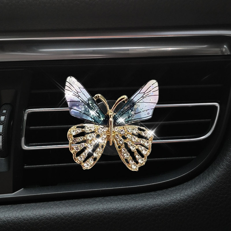 Sáp thơm kẹp cửa gió trang trí ô tô hình cánh bướm lấp lánh