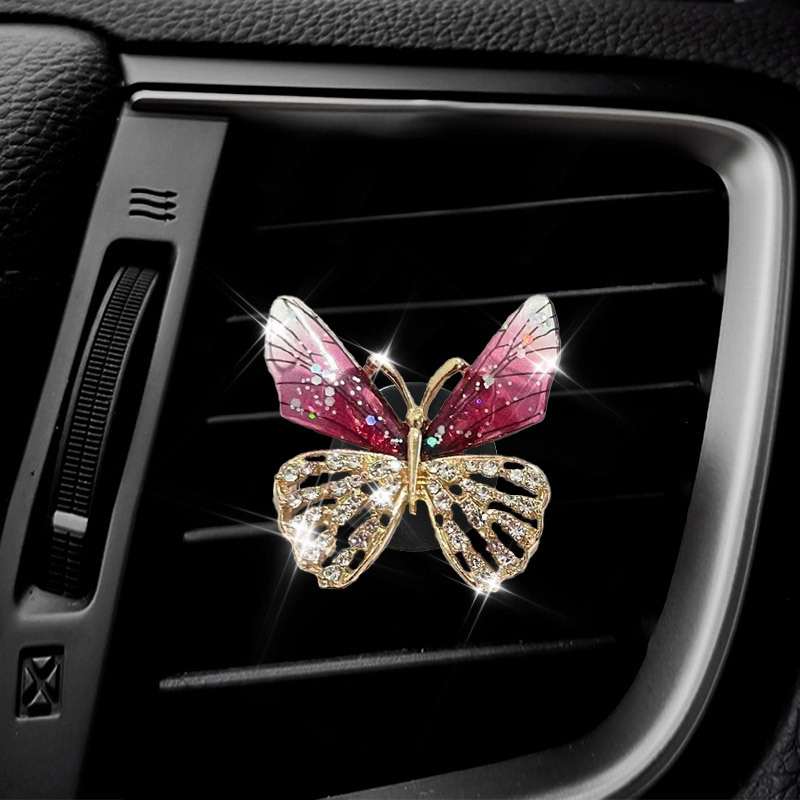 Sáp thơm kẹp cửa gió trang trí ô tô hình cánh bướm lấp lánh