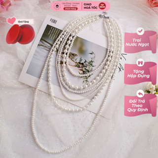 Chuỗi đeo cổ ngọc trai khóa bạc 925 nhiều tầng sang trọng, trẻ trung cho nàng - ngọc trai trường thịnh