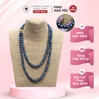 Chuỗi đeo cổ ngọc trai 2 tầng màu xanh lông công sang trọng - ngọc trai trường thịnh